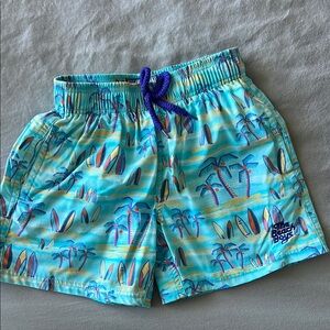 Vilebrequin Turquoise Palm & Surfboard Kids Swim Shorts